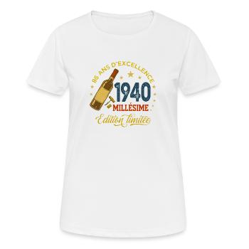 86 Ans Millésime 1940 Anniversaire Vin Rétro - T-shirt respirant Femme - blanc - Devant - AI Model Female 172 dark (172cm)