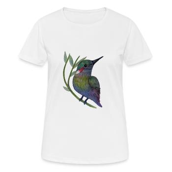 Colibri coloré sur branche de feuille - T-shirt respirant Femme - blanc - Devant - AI Model Female 172 dark (172cm)