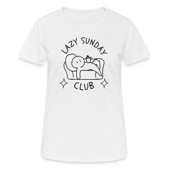 Ambiance du week-end du club paresseux du dimanche canapé - T-shirt respirant Femme - blanc - Devant - AI Model Female 172 dark (172cm)
