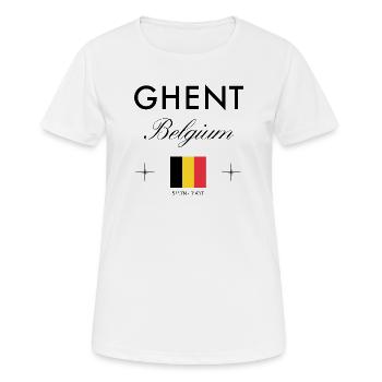 Gent Belgien Koordinaten Reise Souvenir - Frauen T-Shirt atmungsaktiv - Weiß - Vorne - AI Model Female 172 dark (172cm)