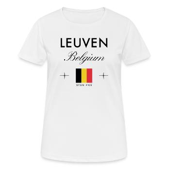 Leuven Belgien Koordinaten Reise Souvenir - Frauen T-Shirt atmungsaktiv - Weiß - Vorne - AI Model Female 172 dark (172cm)