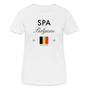 Spa Belgien Koordinaten Reise Souvenir - Frauen T-Shirt atmungsaktiv - Weiß - Vorne - AI Model Female 172 dark (172cm)