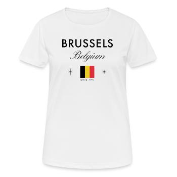 Bruessel Belgien Koordinaten Reise Souvenir - Frauen T-Shirt atmungsaktiv - Weiß - Vorne - AI Model Female 172 dark (172cm)