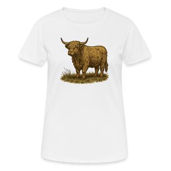 Highland cattle - Women's Breathable T-Shirt - white - Front - AI Model Female 172 dark (172cm)