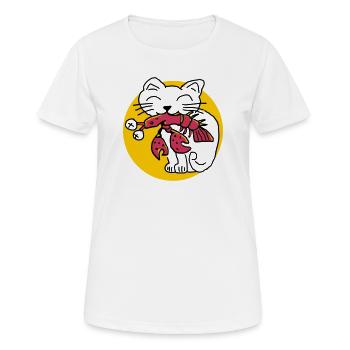 CancerCat - Frauen T-Shirt atmungsaktiv - Weiß - Vorne - AI Model Female 172 dark (172cm)