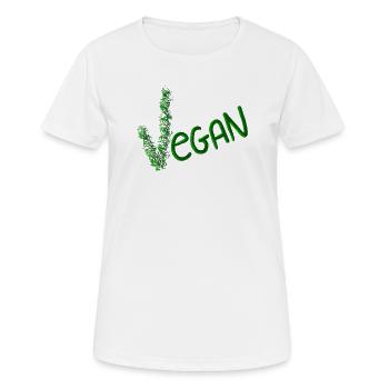 Déclaration végane dans Green Brush - T-shirt respirant Femme - blanc - Devant - AI Model Female 172 dark (172cm)