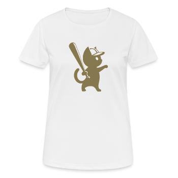 Minimalist Cat Baseball Player Silhouette - Women's Breathable T-Shirt - white - Front - AI Model Female 172 dark (172cm)