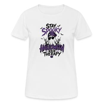 Stay Spooky – Halloween Is My Therapy Lila  - Frauen T-Shirt atmungsaktiv - Weiß - Vorne - AI Model Female 172 dark (172cm)