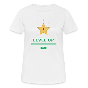 Level Up IRL – Gamer Motivation - T-shirt respirant Femme - blanc - Devant - AI Model Female 172 dark (172cm)