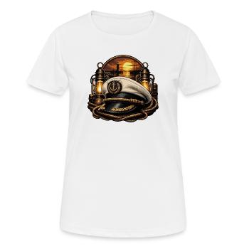 Kapitänshut im Abendlicht - Frauen T-Shirt atmungsaktiv - Weiß - Vorne - AI Model Female 172 dark (172cm)
