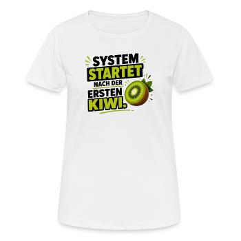 System startet nach der ersten Kiwi - Frauen T-Shirt atmungsaktiv - Weiß - Vorne - AI Model Female 172 dark (172cm)