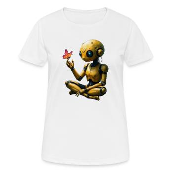 Robot doré avec papillon - T-shirt respirant Femme - blanc - Devant - AI Model Female 172 dark (172cm)