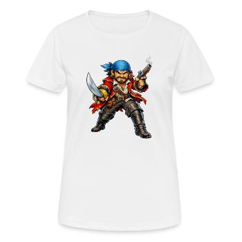 Boucanier avec foulard bleu - T-shirt respirant Femme - blanc - Devant - AI Model Female 172 dark (172cm)