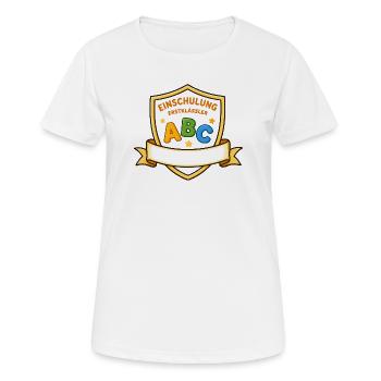 Einschulung ABC Schild Motiv - Frauen T-Shirt atmungsaktiv - Weiß - Vorne - AI Model Female 172 dark (172cm)