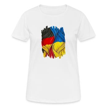 Fiers du drapeau allemand et ukrainien - T-shirt respirant Femme - blanc - Devant - AI Model Female 172 dark (172cm)