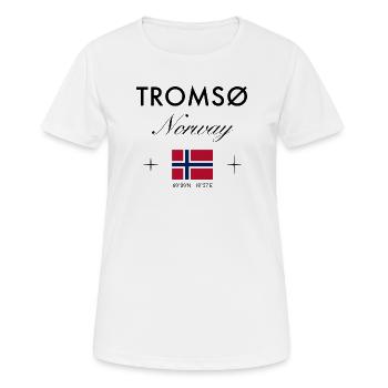 Tromsø Norwegen Koordinaten Reise Souvenir - Frauen T-Shirt atmungsaktiv - Weiß - Vorne - AI Model Female 172 dark (172cm)