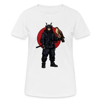Guerrier Ninja avec Faucon - T-shirt respirant Femme - blanc - Devant - AI Model Female 172 dark (172cm)