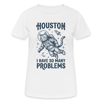 Les astronautes ont fait le chat Houston avec tellement de problèmes - T-shirt respirant Femme - blanc - Devant - AI Model Female 172 dark (172cm)