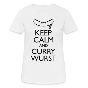 Reste calme et Curry Sausage - T-shirt respirant Femme - blanc - Devant - AI Model Female 172 dark (172cm)