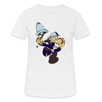 Dessin animé de crieur drôle avec une cloche - T-shirt respirant Femme - blanc - Devant - AI Model Female 172 dark (172cm)