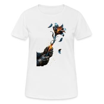 Elektrisch Blaue Glutblume - Frauen T-Shirt atmungsaktiv - Weiß - Vorne - AI Model Female 172 dark (172cm)