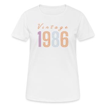 "Vintage 1986" Retro Birthday Design - Women's Breathable T-Shirt - white - Front - AI Model Female 172 dark (172cm)