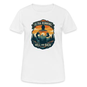 Ultra-Trailrunning – Hölle und Rücken - Frauen T-Shirt atmungsaktiv - Weiß - Vorne - AI Model Female 172 dark (172cm)