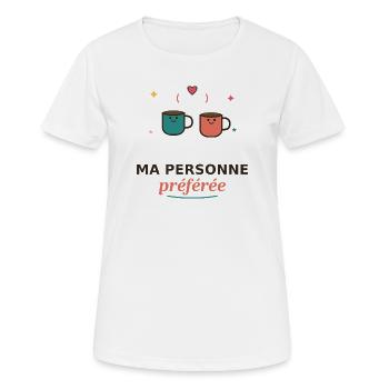 Ma Personne Préférée Tasses Amoureuses - T-shirt respirant Femme - blanc - Devant - AI Model Female 172 dark (172cm)
