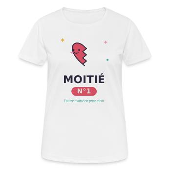 Moitié Coeur N°1 Sourire - T-shirt respirant Femme - blanc - Devant - AI Model Female 172 dark (172cm)
