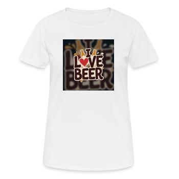 Ich liebe Bier Herz-Logo - Frauen T-Shirt atmungsaktiv - Weiß - Vorne - AI Model Female 172 dark (172cm)