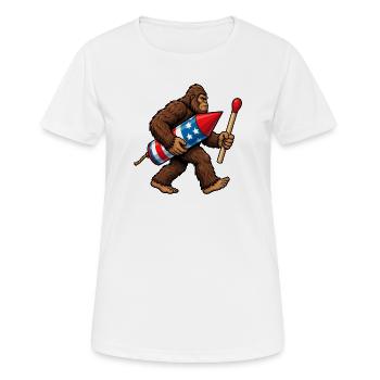 Bigfoot-Feuerwerkskörper zum 4. Juli für Männer - Frauen T-Shirt atmungsaktiv - Weiß - Vorne - AI Model Female 172 dark (172cm)