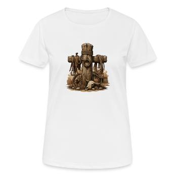 Rostiger Westernpfosten Motiv - Frauen T-Shirt atmungsaktiv - Weiß - Vorne - AI Model Female 172 dark (172cm)