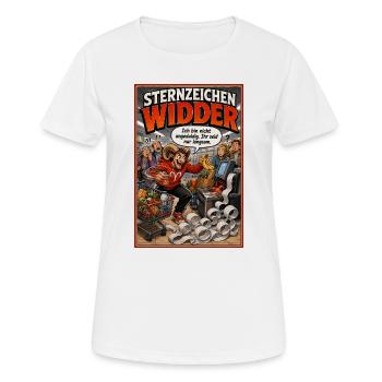 Sternzeichen Widder: Humor für echte Ungeduldige - Frauen T-Shirt atmungsaktiv - Weiß - Vorne - AI Model Female 172 dark (172cm)