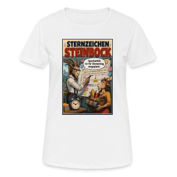 Sternzeichen Steinbock -  Spontanität mit Termin - Frauen T-Shirt atmungsaktiv - Weiß - Vorne - AI Model Female 172 dark (172cm)