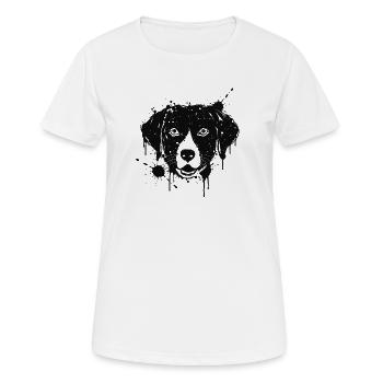 Labrador-Farbspritzer Hundekopf Schwarz - Frauen T-Shirt atmungsaktiv - Weiß - Vorne - AI Model Female 172 dark (172cm)