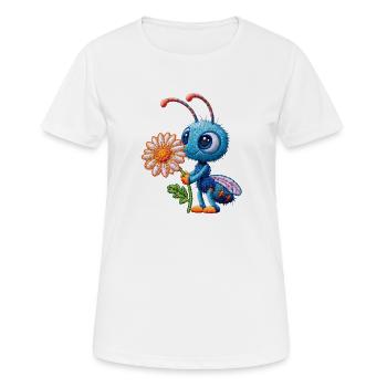 Biene im Stickerei-Look Blume Geschenk - Frauen T-Shirt atmungsaktiv - Weiß - Vorne - AI Model Female 172 dark (172cm)