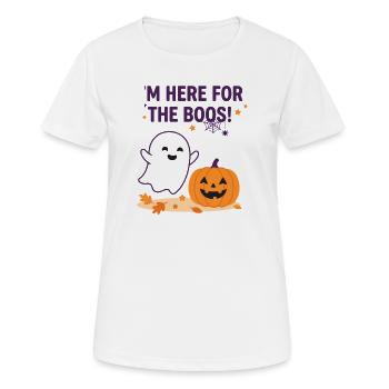 Ich bin hier für den wütenden Geist – lustiges Halloween - Frauen T-Shirt atmungsaktiv - Weiß - Vorne - AI Model Female 172 dark (172cm)
