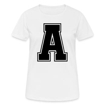 A_Buchstabe - Frauen T-Shirt atmungsaktiv - Weiß - Vorne - AI Model Female 172 dark (172cm)