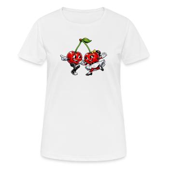 Dancing Cherries - Women's Breathable T-Shirt - white - Front - AI Model Female 172 dark (172cm)
