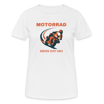 Motorrad Kurven Statt Sofa Biker Geschenk - Frauen T-Shirt atmungsaktiv - Weiß - Vorne - AI Model Female 172 dark (172cm)