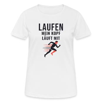 Laufen Mein Kopf Läuft Mit Läufer Geschenk - Frauen T-Shirt atmungsaktiv - Weiß - Vorne - AI Model Female 172 dark (172cm)