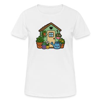 Small garden shed with plants - Women's Breathable T-Shirt - white - Front - AI Model Female 172 dark (172cm)