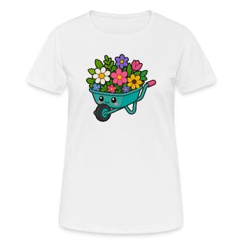 Frühlingswagen voller Blüten - Frauen T-Shirt atmungsaktiv - Weiß - Vorne - AI Model Female 172 dark (172cm)