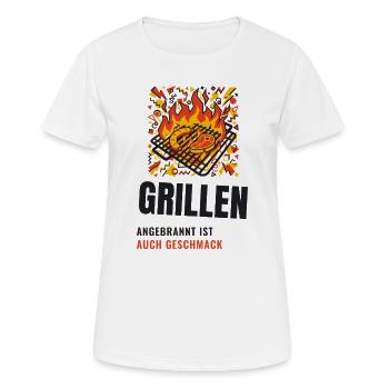 Grillen Angebrannt Ist Auch Geschmack BBQ - Frauen T-Shirt atmungsaktiv - Weiß - Vorne - AI Model Female 172 dark (172cm)