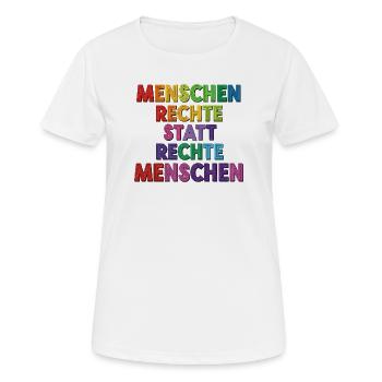 Menschenrechte statt rechte Menschen Statement - Frauen T-Shirt atmungsaktiv - Weiß - Vorne - AI Model Female 172 dark (172cm)
