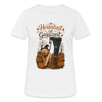 Kürbisfeld-Spaziergang - Frauen T-Shirt atmungsaktiv - Weiß - Vorne - AI Model Female 172 dark (172cm)