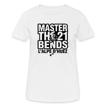 Master the 21 Bends L'Alpe d'Huez Cycling - Women's Breathable T-Shirt - white - Front - AI Model Female 172 dark (172cm)