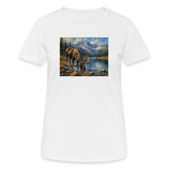 Alpen-Elch am Bergsee - Frauen T-Shirt atmungsaktiv - Weiß - Vorne - AI Model Female 172 dark (172cm)