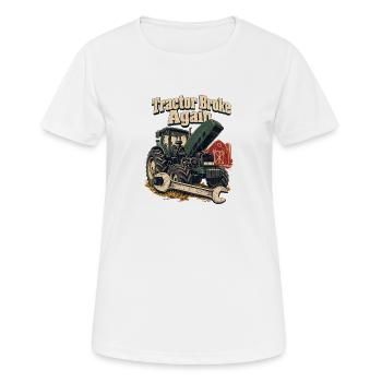 Traktor ist wieder kaputt Bauernhof-Humor Bauernreparatur-Witz - Frauen T-Shirt atmungsaktiv - Weiß - Vorne - AI Model Female 172 dark (172cm)