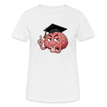 Gehirn mit Abschlusskappe - Frauen T-Shirt atmungsaktiv - Weiß - Vorne - AI Model Female 172 dark (172cm)